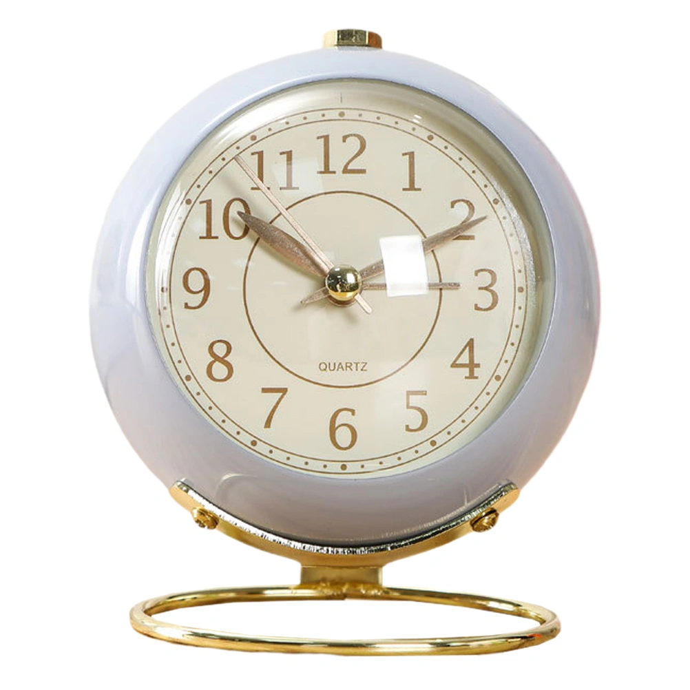 Metal Alarm Clock Round Alarm Clock Desktop Alarm Clock Bedside Alarm Clock (Purple Shipment without Battery)