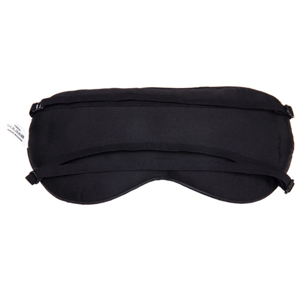 Women Silk Sleep Eye Mask Breathable Blindfold Shading Eyepatch Solid Color Lightweight and Comfortable Eye Protection Eyeshade with Double Adjustable Strap for Ladies and Men(Black)