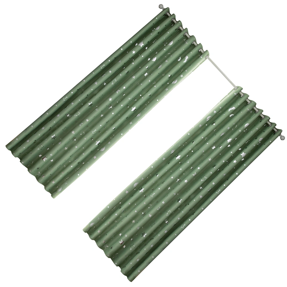 1 Pc Simple Fashion Window Curtain Charming Silver Stars Moon Punching Curtain Heat Insulation Blackout Curtain -100x250cm (Green)