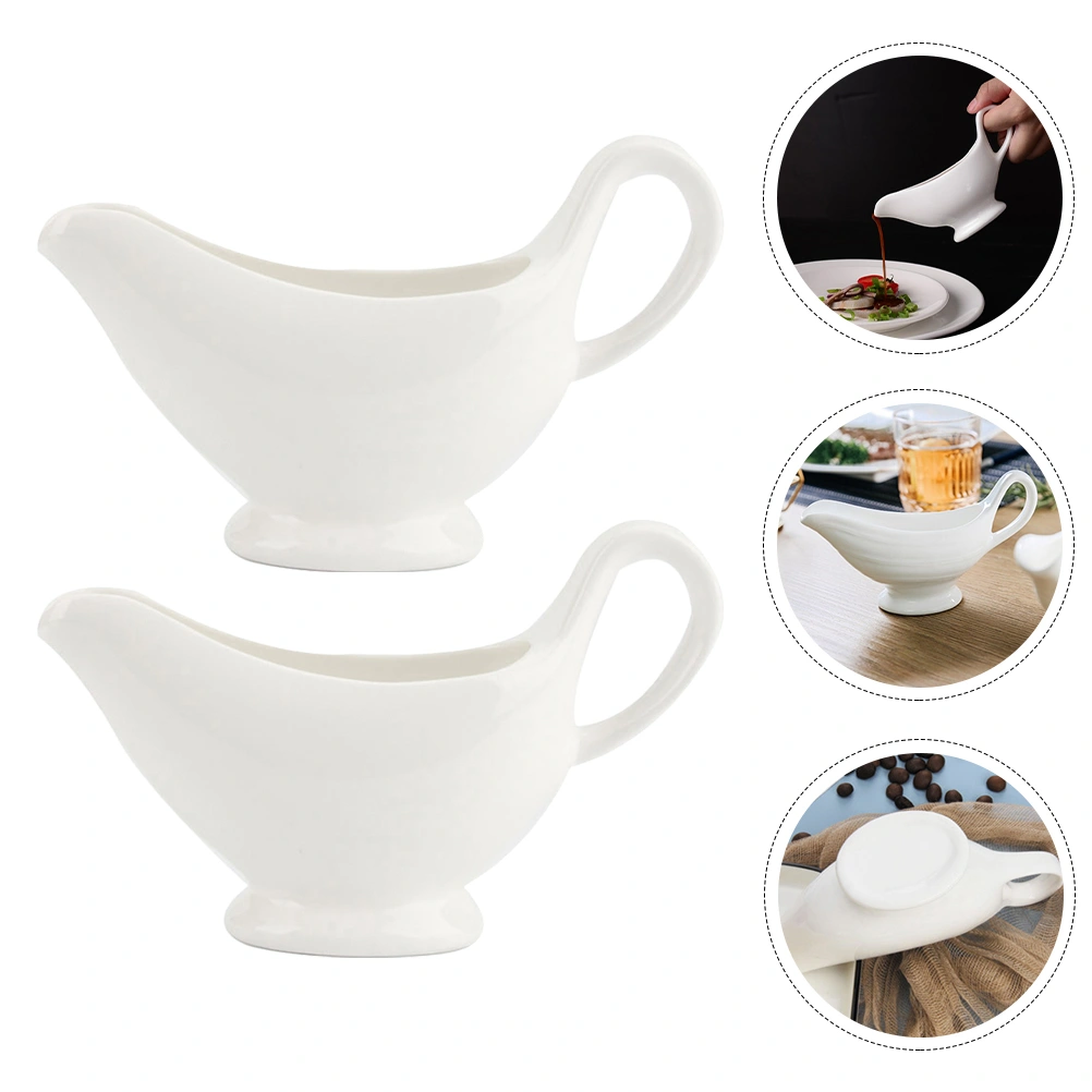 2Pcs Gravy Boats Gravy Sauce Boats Condiment Boats Saucier Boats with Handle