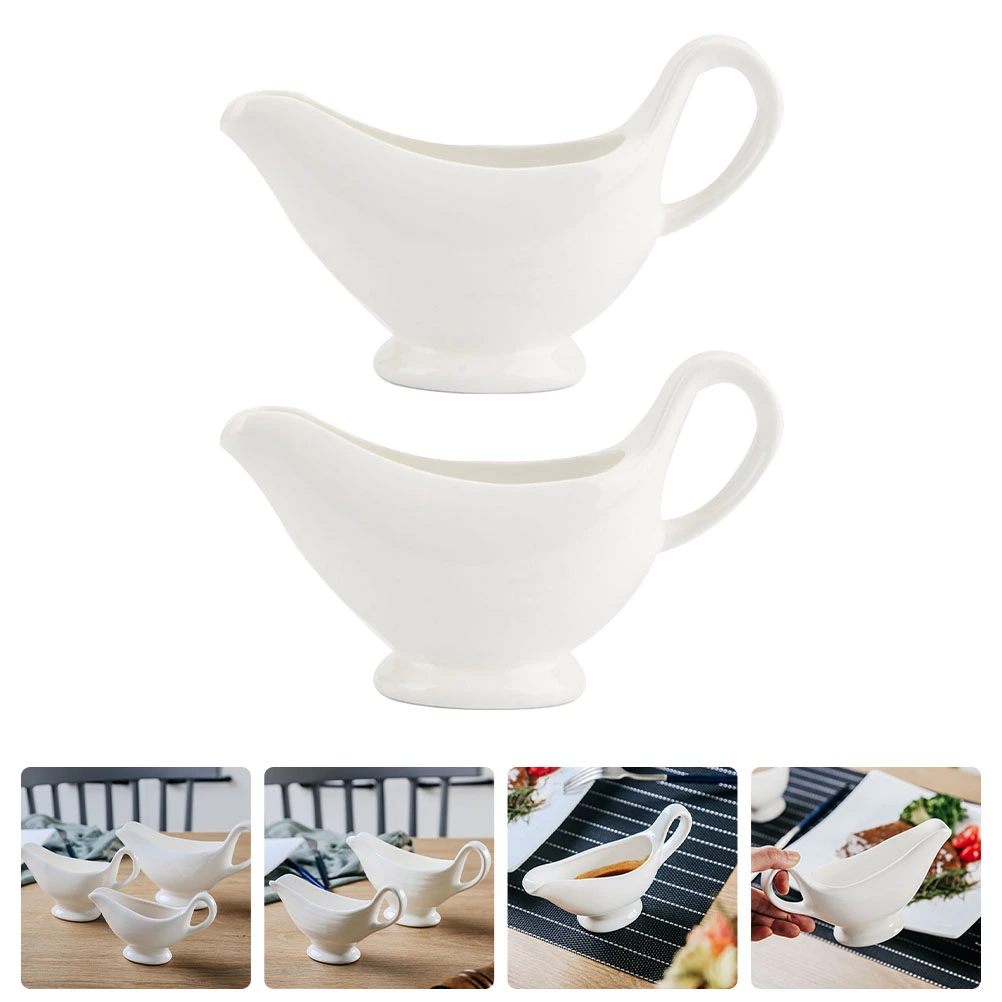 2Pcs Gravy Boats Gravy Sauce Boats Condiment Boats Saucier Boats with Handle