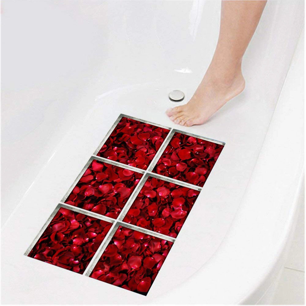 3D Bathroom Bathtub Self-adhesive Anti-slip Stickers Petals Pattern Wallpaper Stickers Wall Murals Decals for Decoration