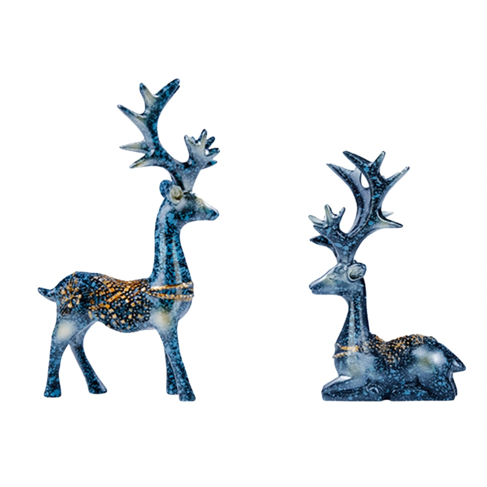 1 Pair of Resin Deer Ornaments Car Interior Dashboard Decoration Desk Decorative Ornaments (Navy)