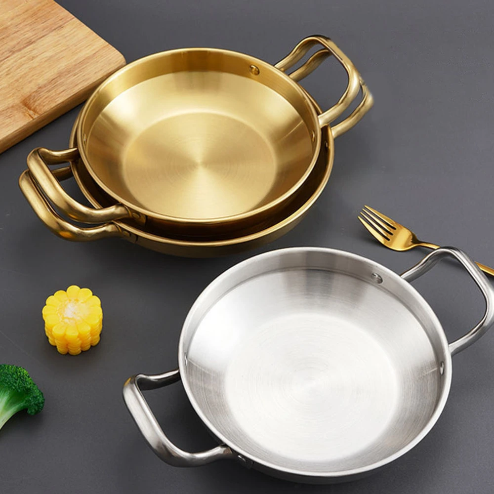 Stainless Steel Pan Double Ear Pan Korean Ramen Pot Noodle Pot Small Hot Pot