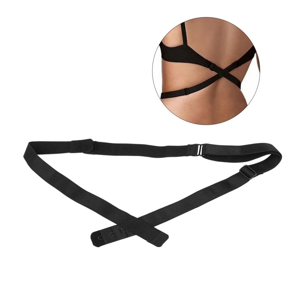 Low Back Bra Strap Converters Extender with 3 Hooks For V-Neck Backless Dress & Shirt (Black)