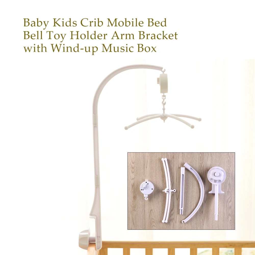 Baby Kids Crib Mobile Bed Bell Toy Holder Arm Bracket with Wind-up Music Box