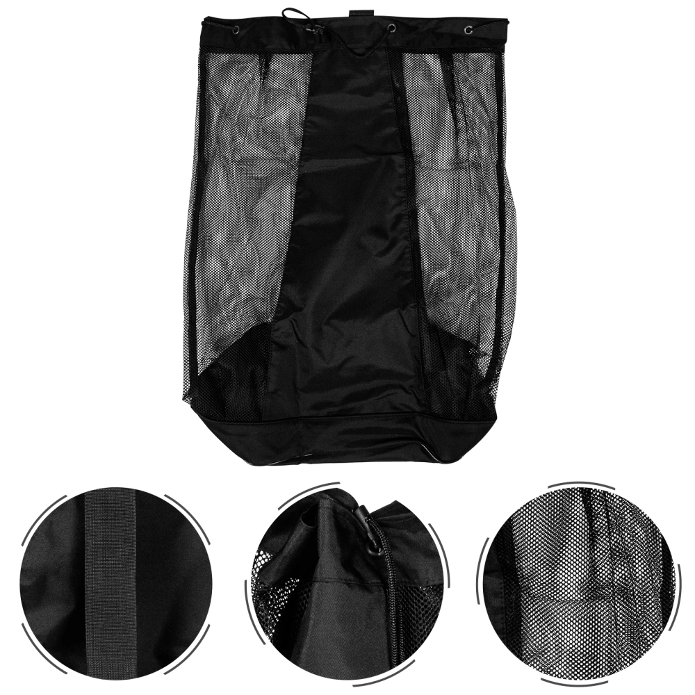 Multipurpose Balls Storage Bag Sports Ball Carrying Net Basketball Holder (Black)