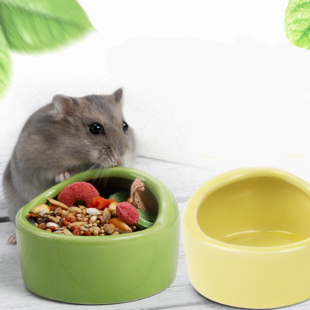 1PC Hamster Feeding Bowl Ceramic Chew Resistant Food Bowl for Small Rodents Gerbil Hamsters (Green)