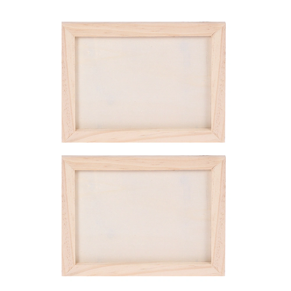 2Pcs Blank Wooden Picture Frames Children Painting Display Stands DIY Handmade Wall Decoration (Size S)