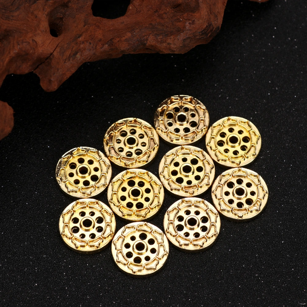 10 Pcs Retro Lotus Flower Incense Burner Copper Alloy Incense Inserted Base Creative 9 Holes Aroma Therapy Burner Ornament for Home Tea House (Golden)