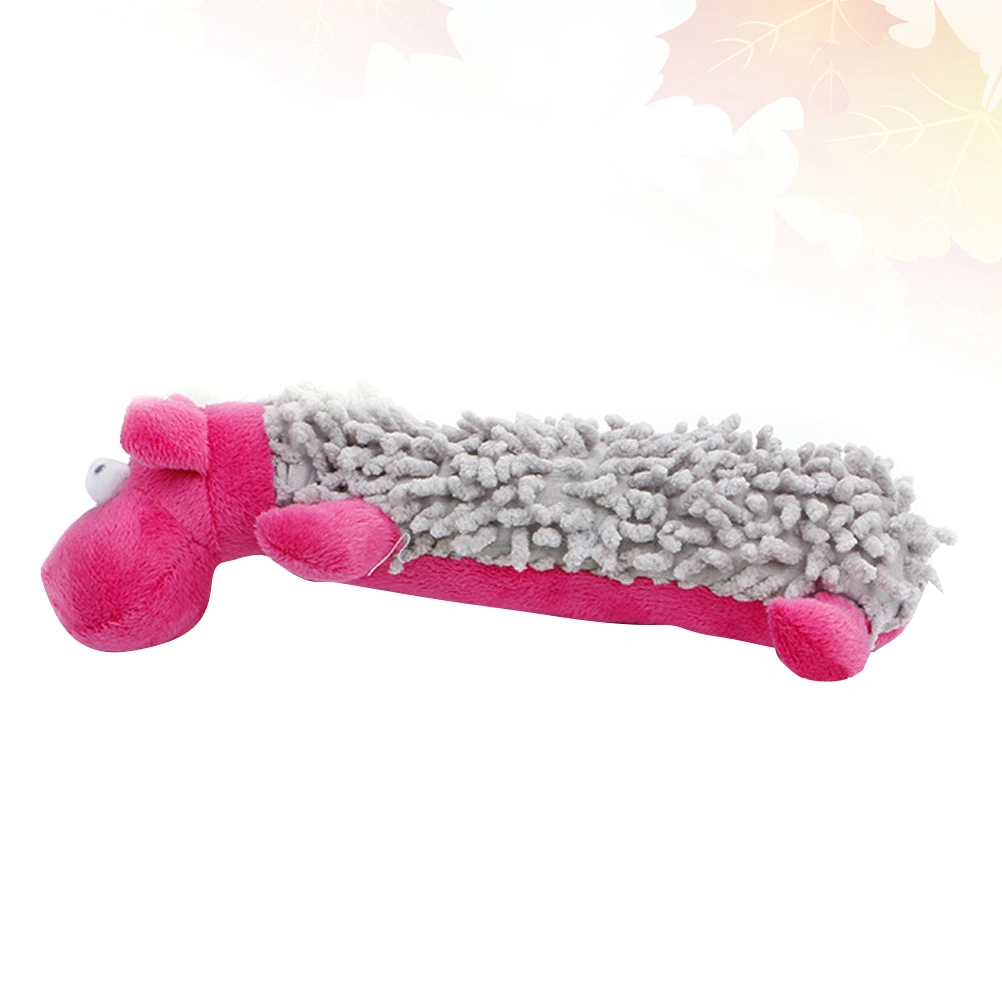 Wear-resistant Plush Molar Toy Dog Chewing Toys Cartoon Hippopotamus Shape Sound Making Chewing Plaything Educational Toy for Home Shop Pet (Rosy)