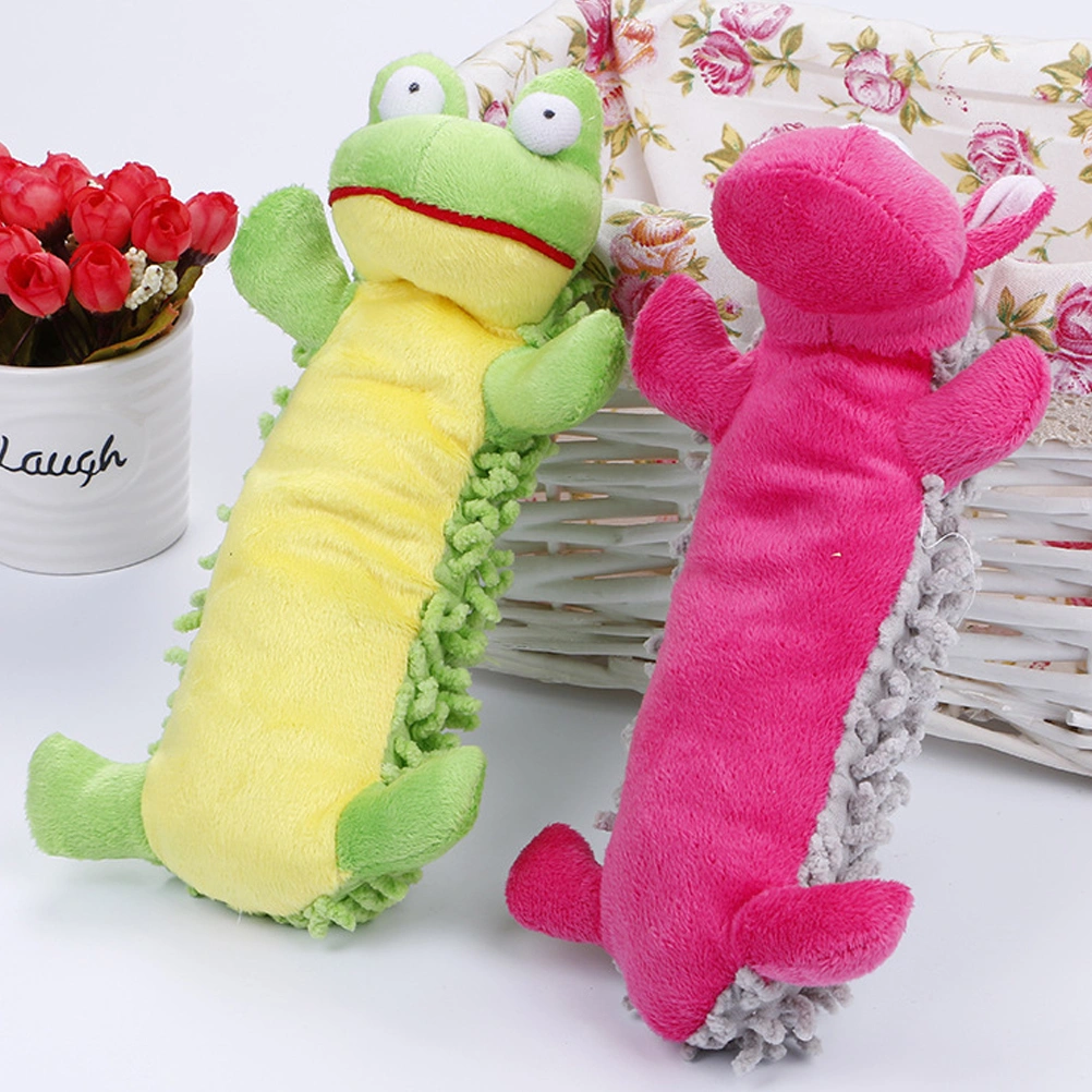Wear-resistant Plush Molar Toy Dog Chewing Toys Cartoon Hippopotamus Shape Sound Making Chewing Plaything Educational Toy for Home Shop Pet (Rosy)