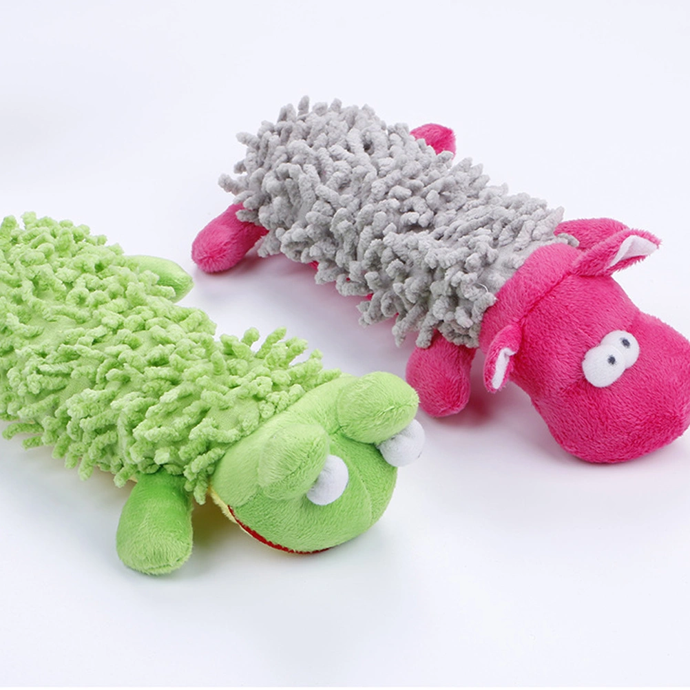 Wear-resistant Plush Molar Toy Dog Chewing Toys Cartoon Hippopotamus Shape Sound Making Chewing Plaything Educational Toy for Home Shop Pet (Rosy)