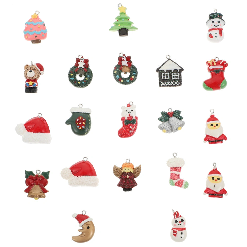 20Pcs Christmas Resin Craft Pendants Decorative Jewelry Pendants (Assorted Style)