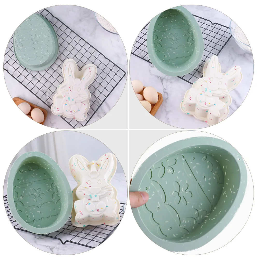 1Set Easter Silicone Cake Molds DIY Cake Molds Egg Bunny Shaped Cake Molds