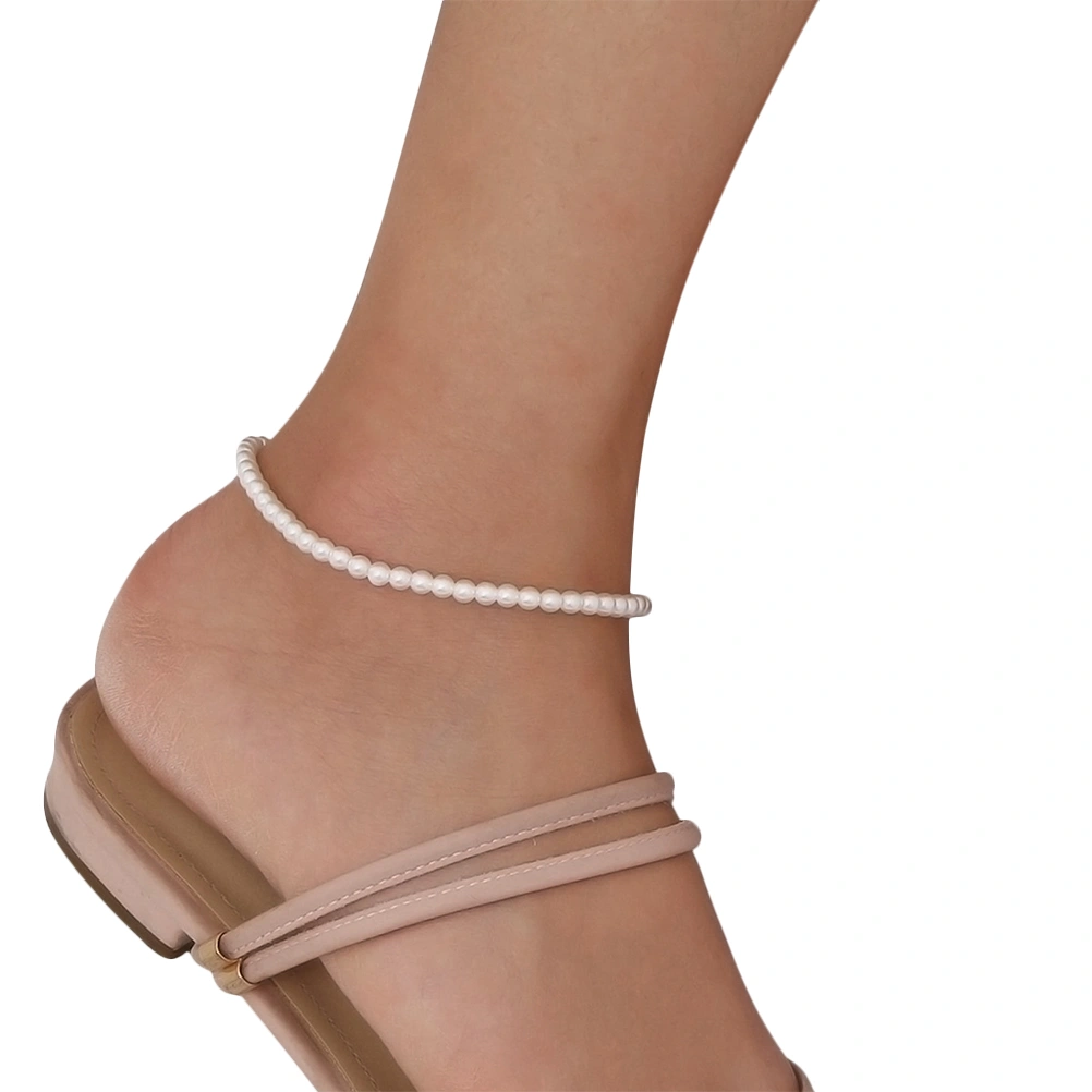 All-Match Anklet Artificial Handmade Ankle Chain Elegant Anklet Ankle Decoration White