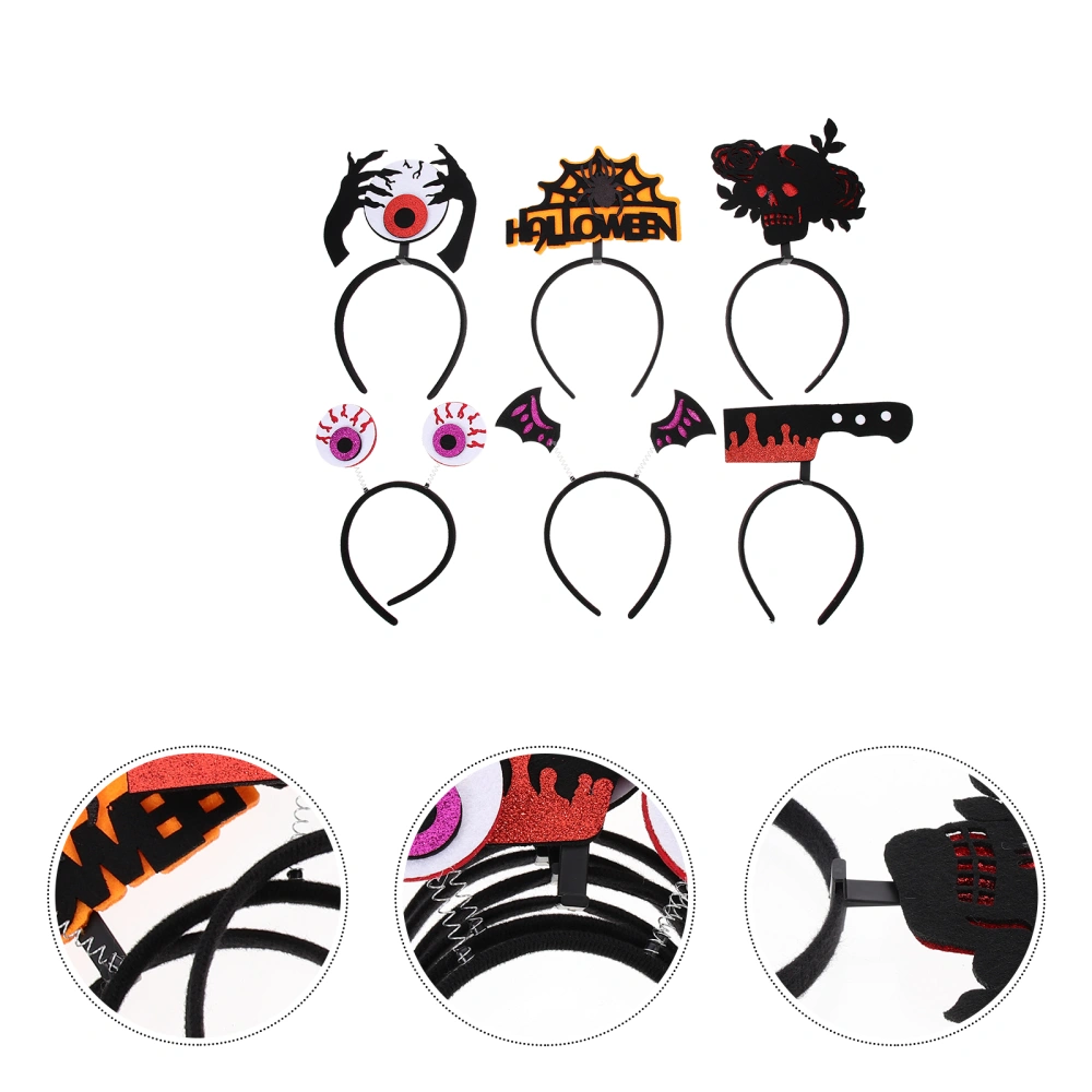 6Pcs Weird Halloween Headband Plastic Costume Party Felt Cloth Hairband