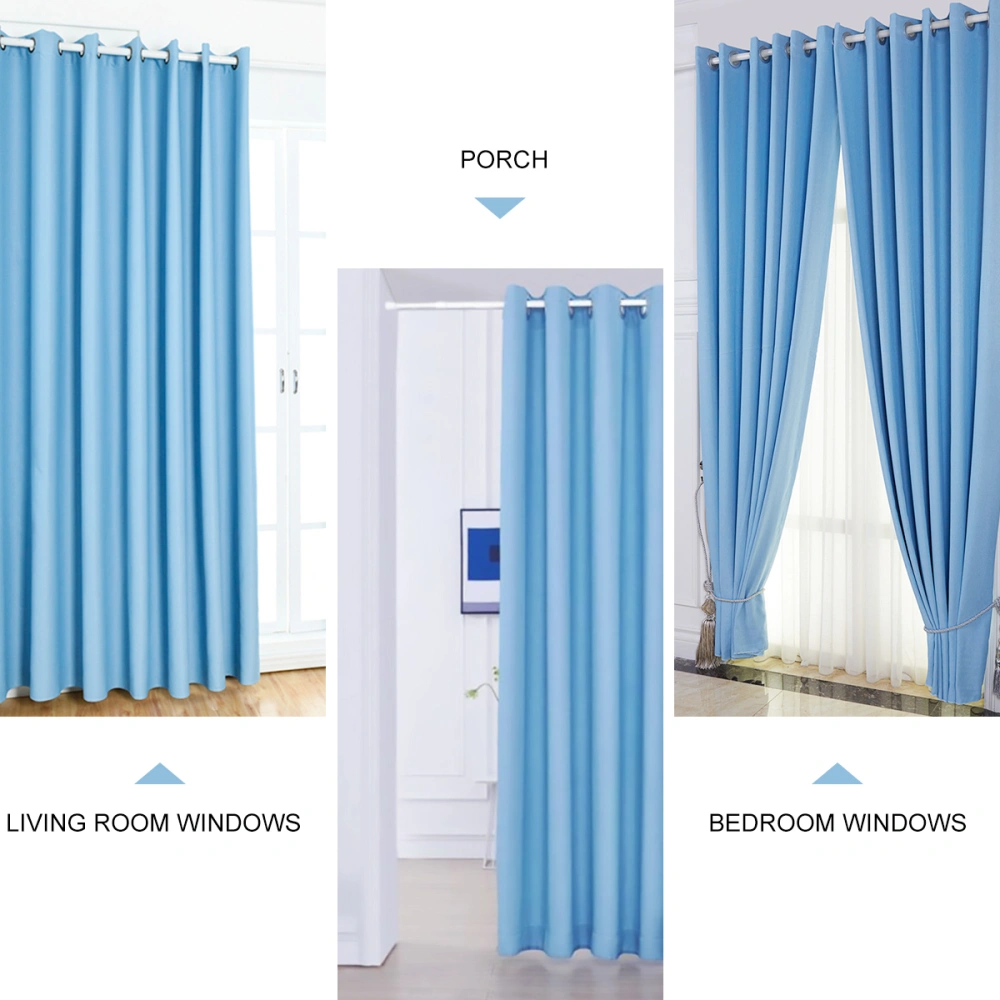 2pcs Decorative Curtain Fashion Blackout Curtain Stylish Window Curtain for Home Living Room Bedroom - Blue (160x132cm, Perforated Installation)