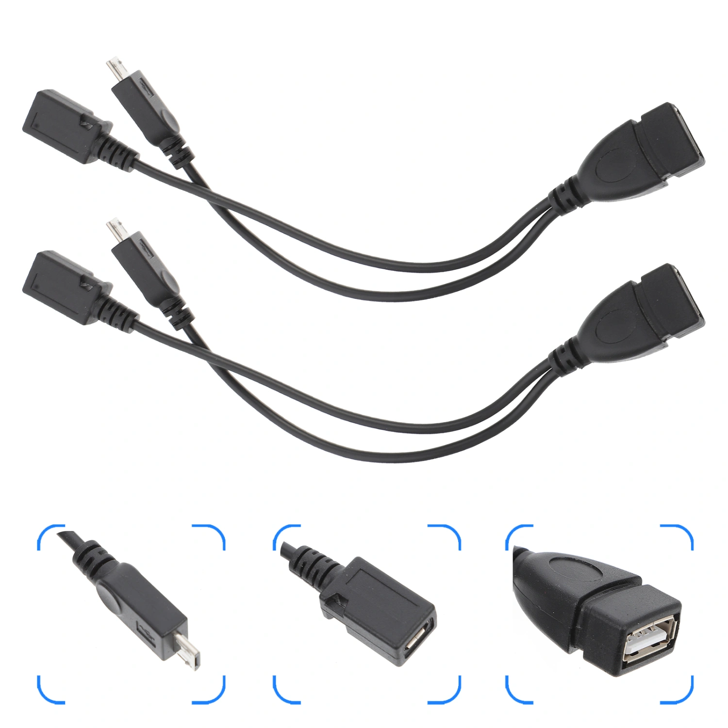 2PCS Micro USB Converter Micro USB Male to Standard USB Female Conversion Cable