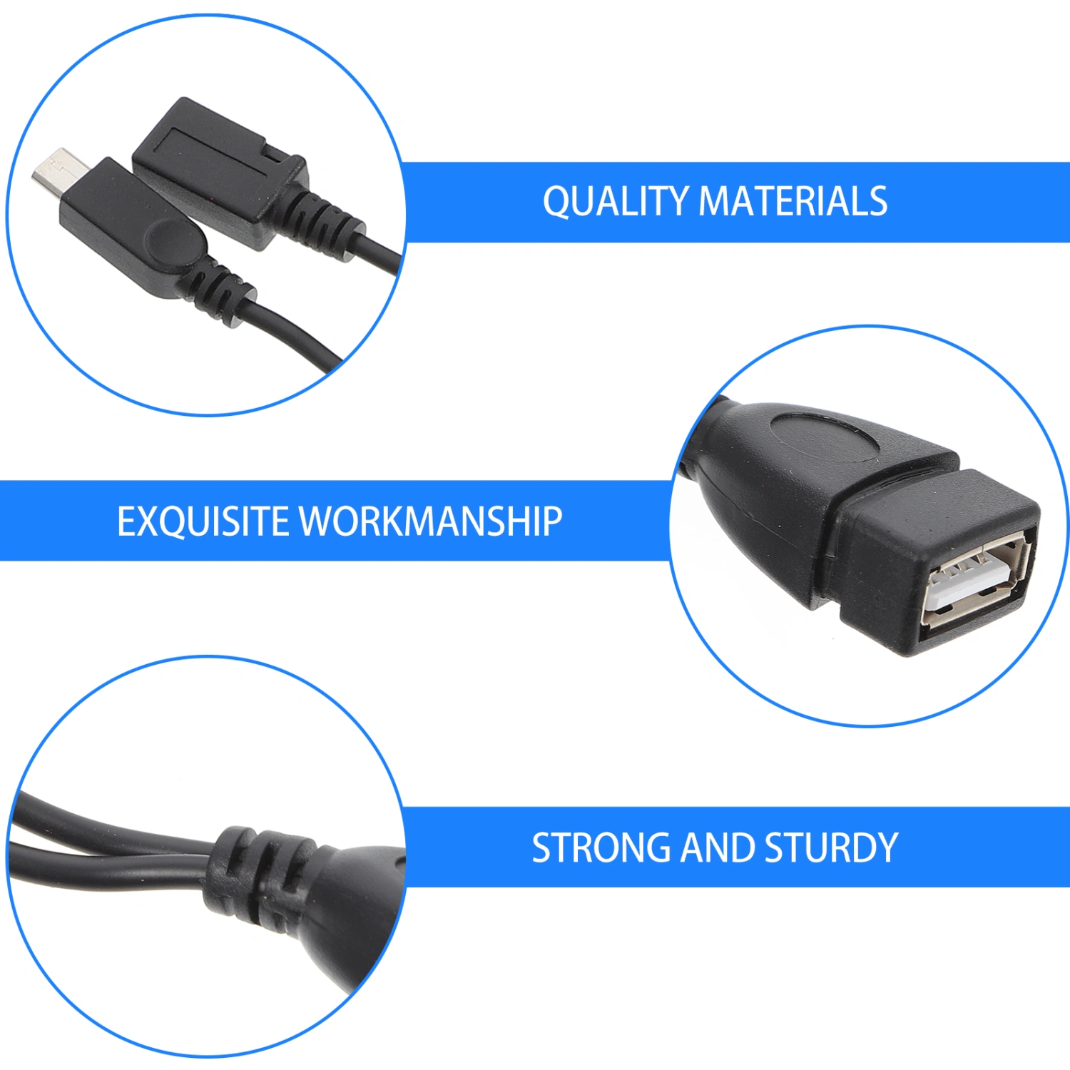 2PCS Micro USB Converter Micro USB Male to Standard USB Female Conversion Cable