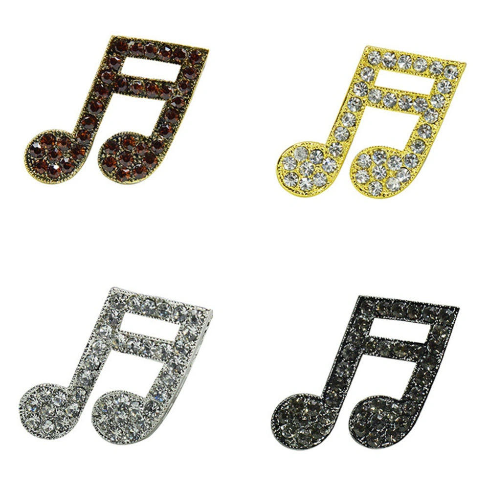 Fashion Elegant Musical Note Brooches Rhinestone Brooch Pin Breastpin Jewelry Accessories Gift for Men Women (Black)