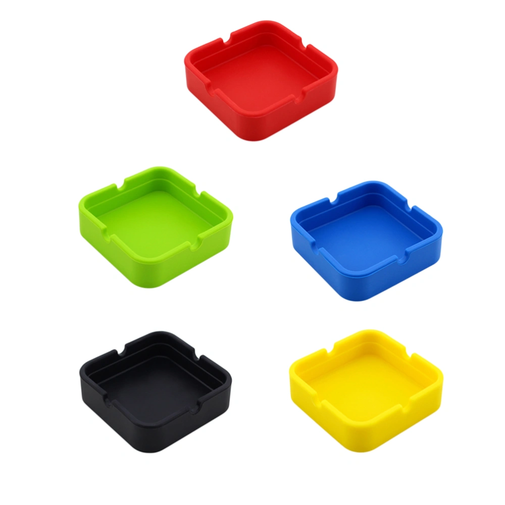 5PCS Silicone Ashtray Unbreakable Rubber Heat Resistant (Black Red Green Yellow Blue)