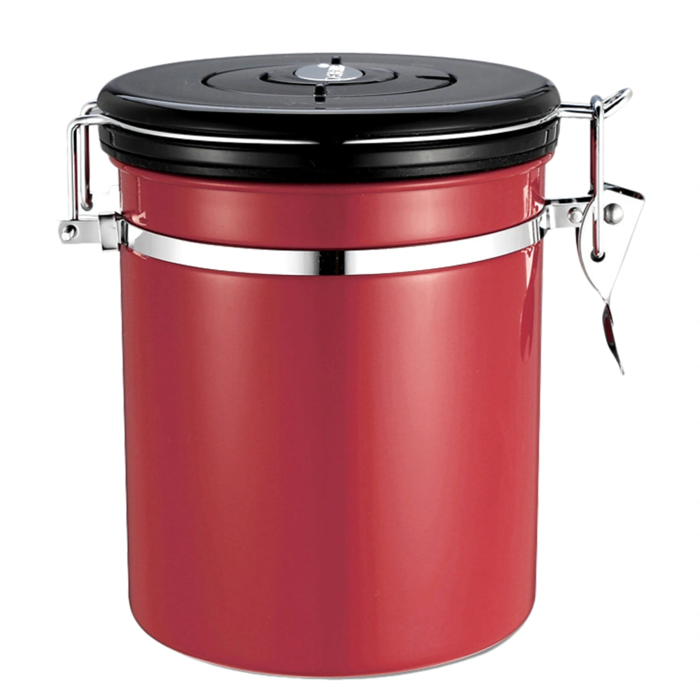 Coffee Beans Storage Tank Stainless Steel Sealing Tank Clasp Tea Canister Household Tea Storage Cans (Red 1500ml)