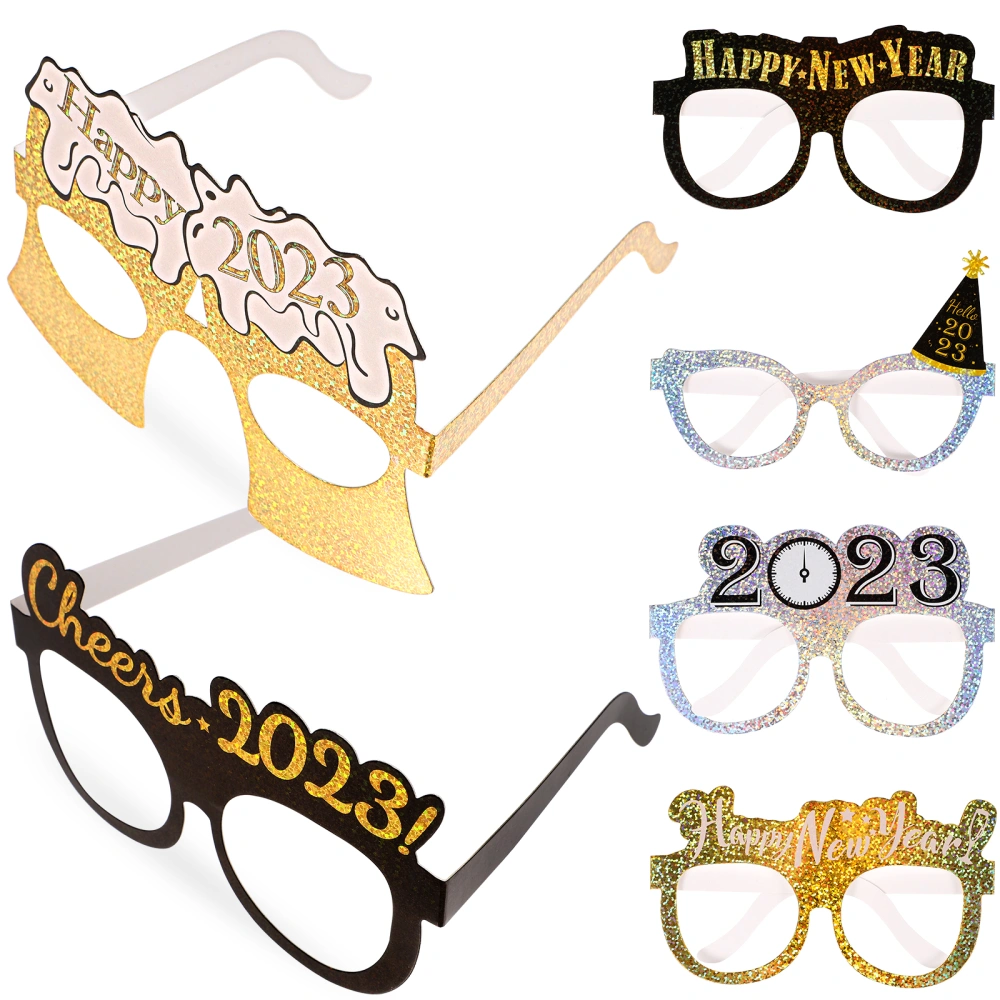 12Pcs Glitter Party Glasses 2023 Happy New Year Party Eyeglasses Novelty New Year Eyewear