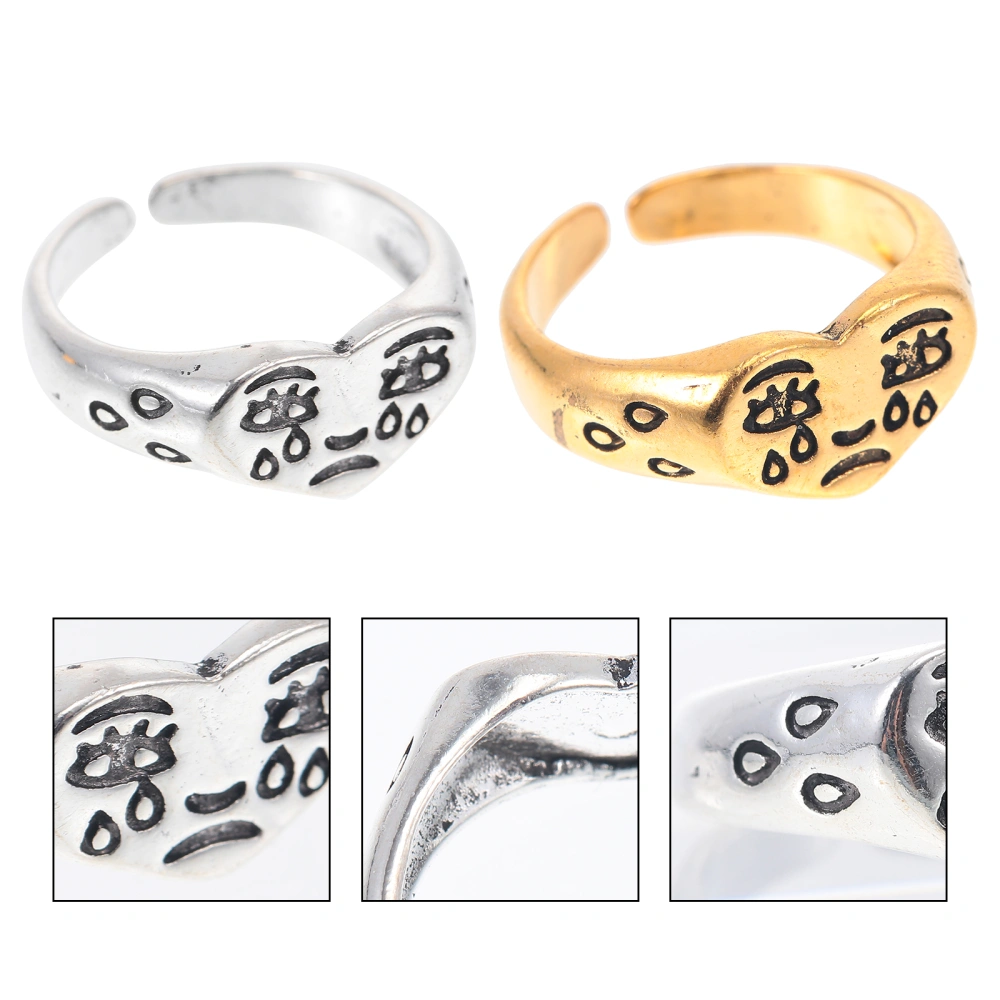 2Pcs Adorable Finger Rings Adjustable Rings Open Finger Rings (Assorted Color)