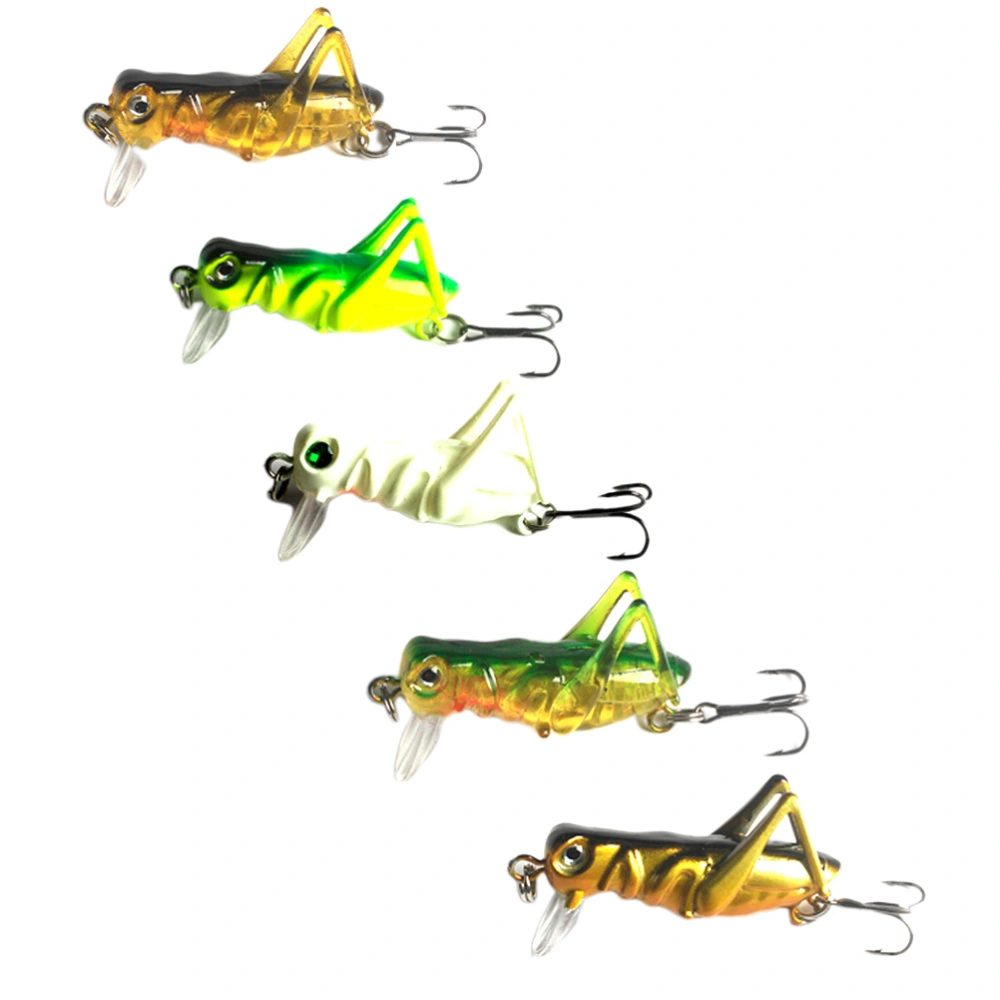 5 Pcs Insect Bait Simulation Grasshopper Road Sub-bait Freshwater Hard Bait Fake Bait Fishing Lures Luminous Color Green Black Yellow Gold