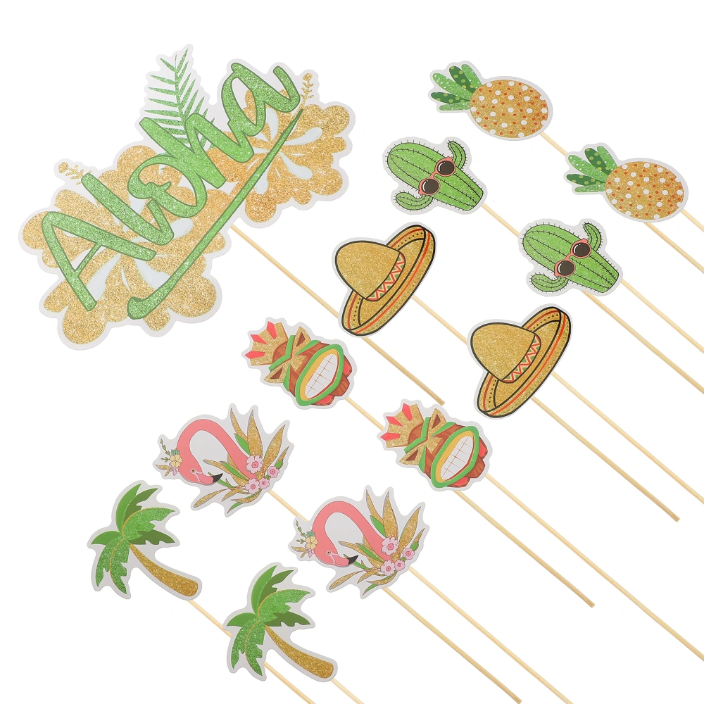 13Pcs Hawaiian Themed Party Cake Picks Decorative Cake Picks Cake Inserts Decorations