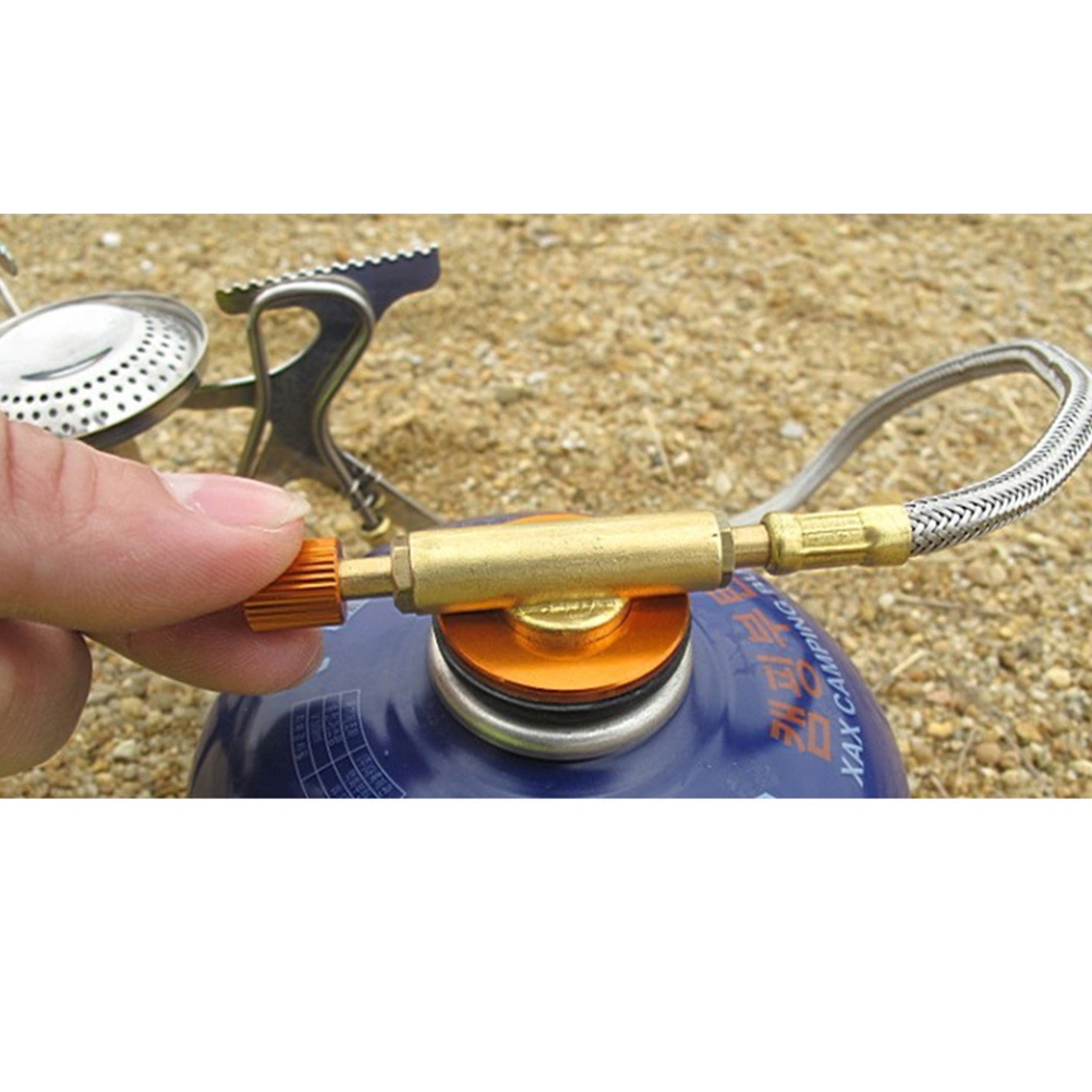 Outdoor Gas Stove Flat Cylinder Gas Control Safe Switch Gas Stoves Adapter Connector for Camping Picnic (Yellow)