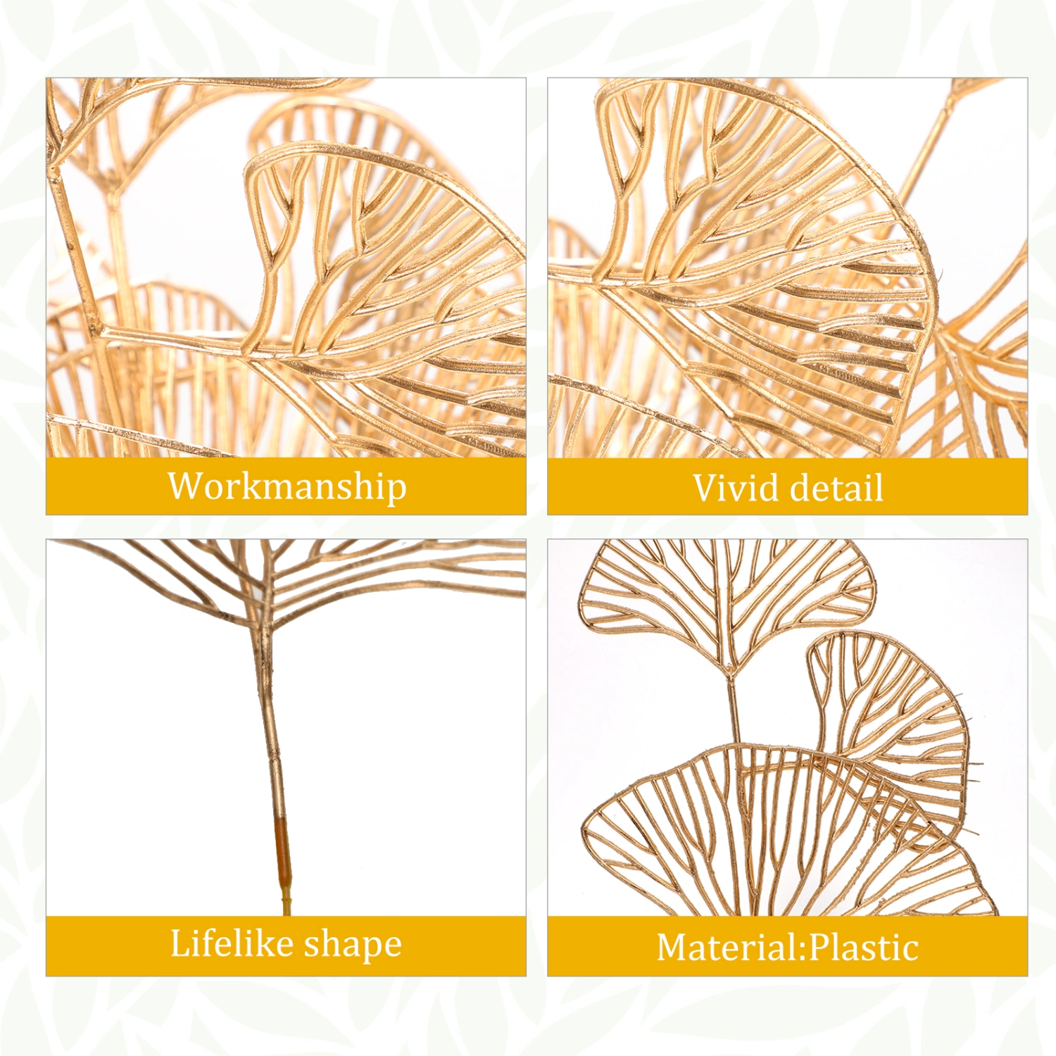4pcs Artificial Leaf Birthday Party Decoration Gold Leaf Table Centerpiece Decor