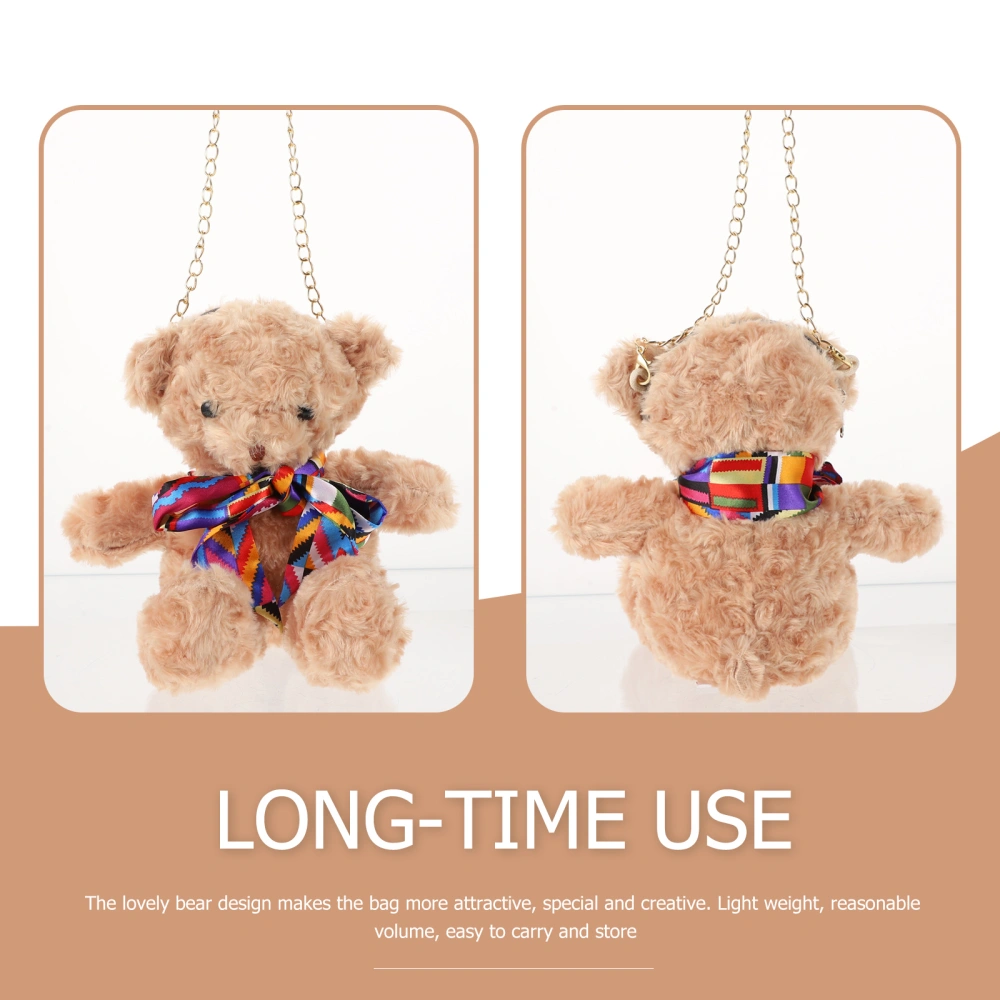 1pc Cartoon Plush Bear Crossbody Bag Lovely Animal Shaped Single-shoulder Bag