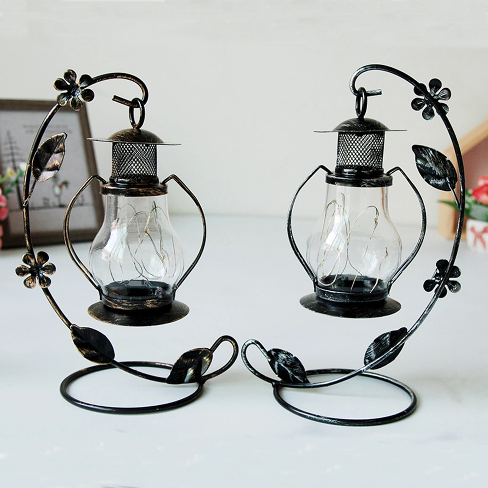 Iron Art Light Hollow-out Desktop Lamp Bedside Decorative Light Home Decor Lamp for Living Room Bedroom (Golden, Colorful Light)