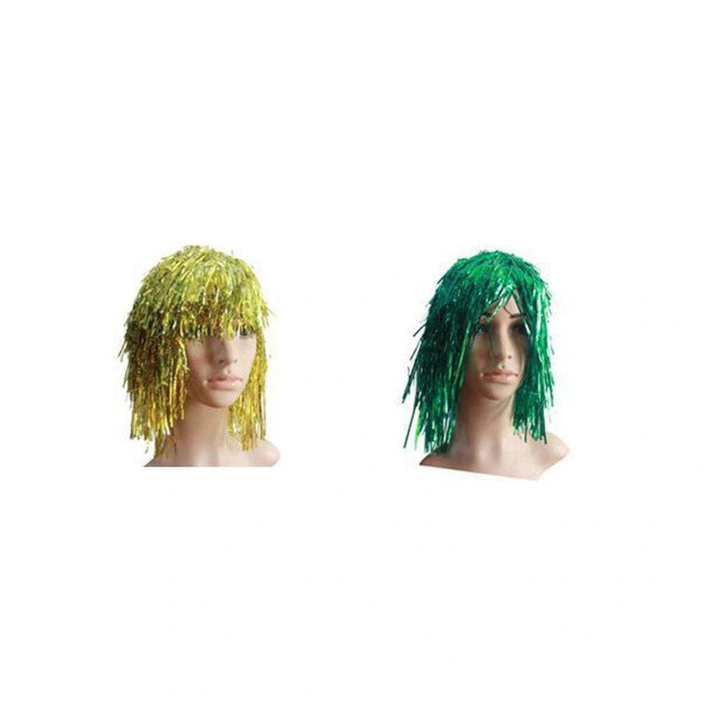4 Pcs Glittering Foil Wig Foil Tinsel Costume Wig for Costume Ball Masquerade (Random Color)