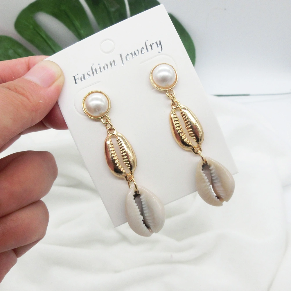 Natural Ocean Style Shell Pearl Ear Stud Vintage Conch Dangle Earrings Jewelry Accessories for Women Girls
