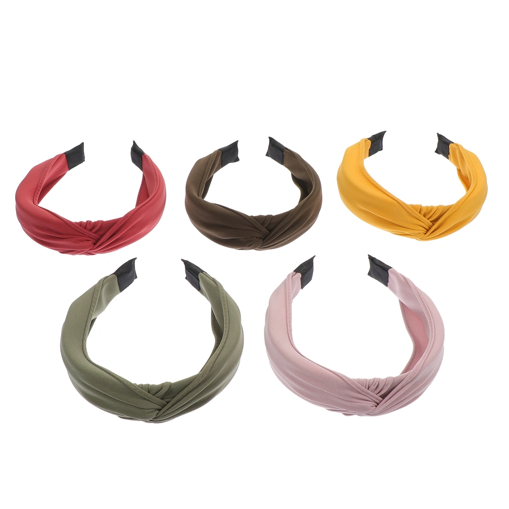 5Pcs Face Washing Hair Hoops Simple Wide-brimmed Headdress Female Hairwear