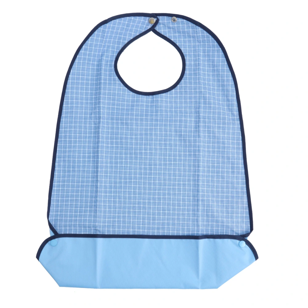 Plaid Machine Washable Double Layer Adult Waterproof Bib Mealtime Clothing Protector with Foldable Crumb Catcher