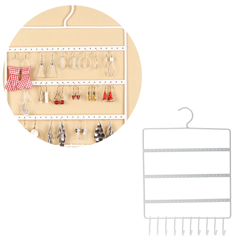 3-tire Hanging Metal Earrings Stand Wall Mounted Earring Holder for Earring(White)