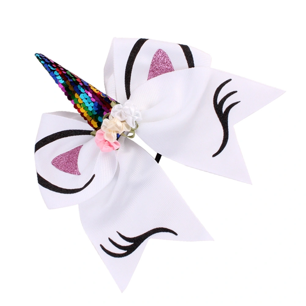 Baby Girls Hair Accessories Unicorn Hair Clips Bow Tie Hair Rings (White)