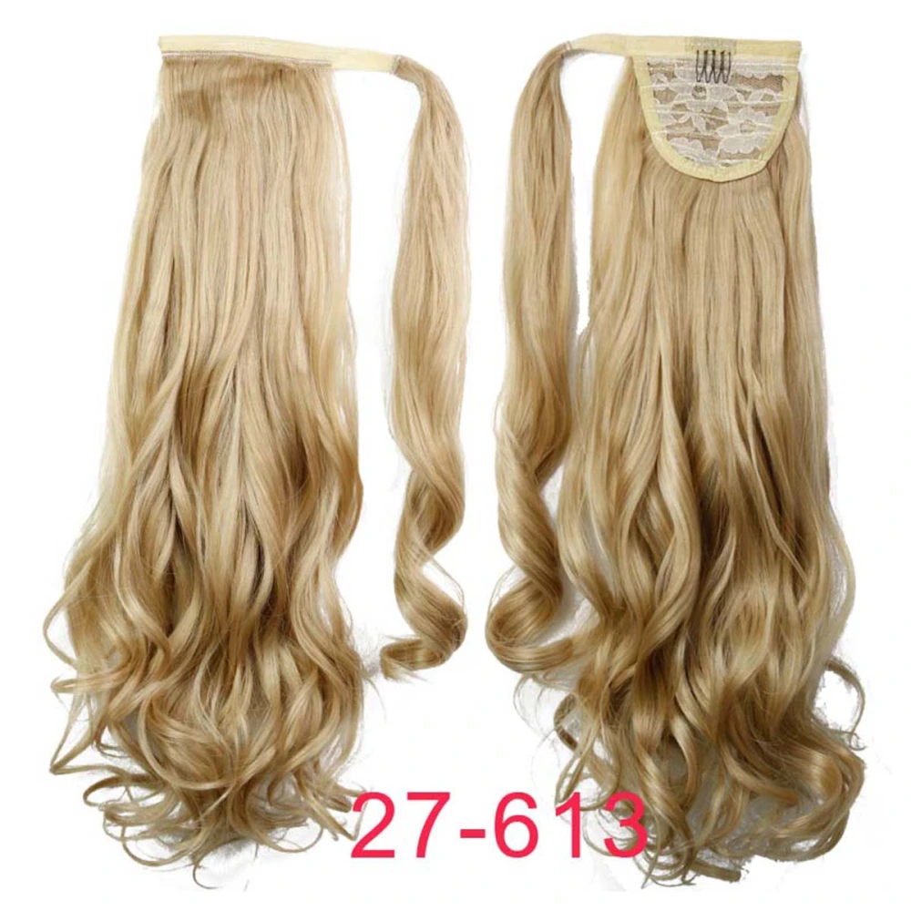 24" Curly Pony Tail Ponytail Hair Extensions Hairpiece Wig with Tape (27/613#)