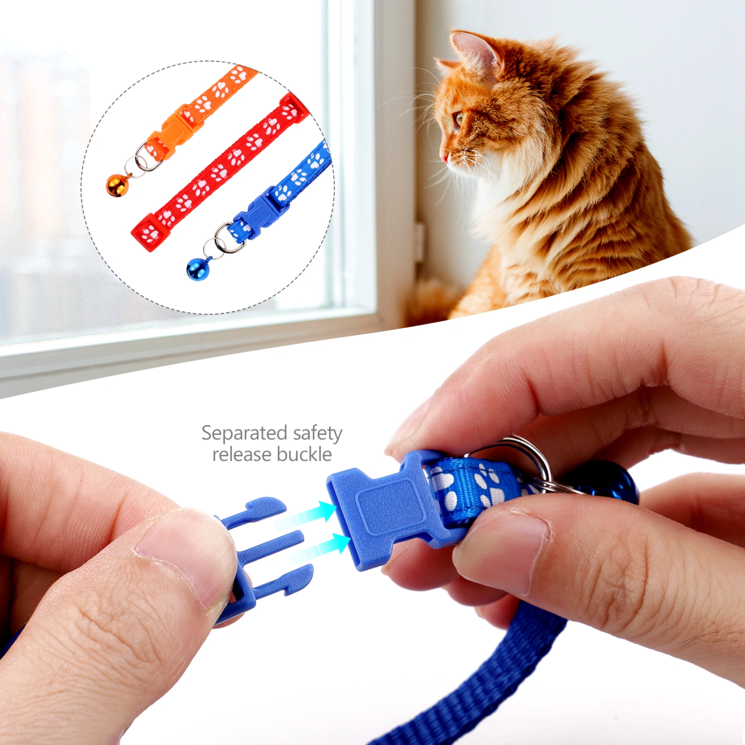 POPETPOP 12pcs Footprint Printed Pet Collar Bell Pet Neck Ring Pet Supplies for Dog Puppy (Random Colors)