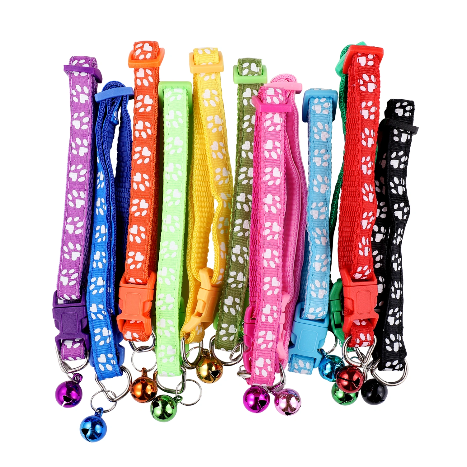 POPETPOP 12pcs Footprint Printed Pet Collar Bell Pet Neck Ring Pet Supplies for Dog Puppy (Random Colors)