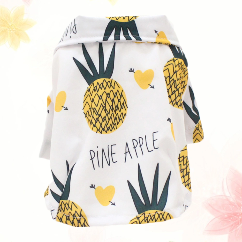 Summer Pineapple Pattern Shirt Dog Clothes Style Hawaii Shirt Pet Supplies Pet Coat (White Size 2XL)