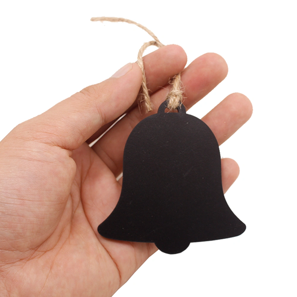 20pcs Wooden Hanging Boards Doule Sided Mini Blackboard Bell Shaped Pendant Message Pendants