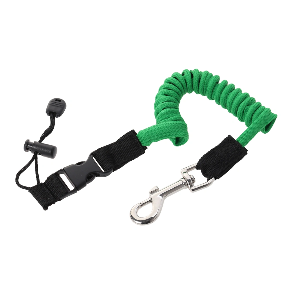 Elastic Paddle Leash Fishing Rod Safety Cord Tether Hook for Kayak Canoe Inflatable Boat Extended to 155CM (Green)