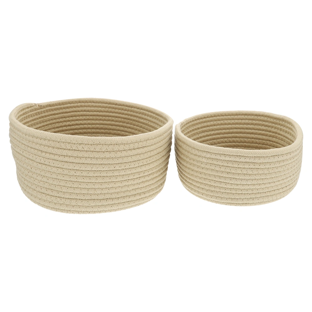 2pcs Cotton Storage Baskets Woven Storage Baskets Desktop Storage Baskets