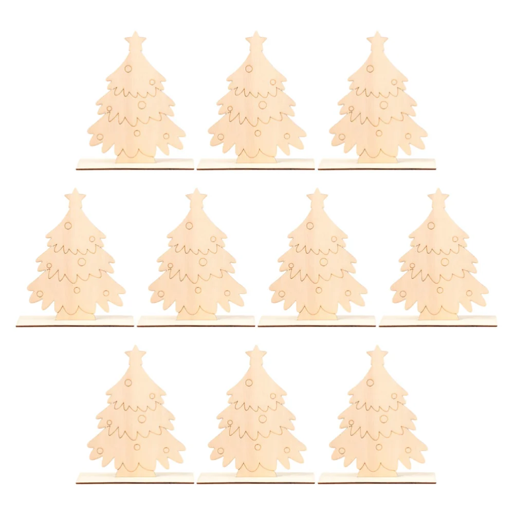 10Pcs Child Painting Boards Christmas Decorations Christmas Tree Wood Boards