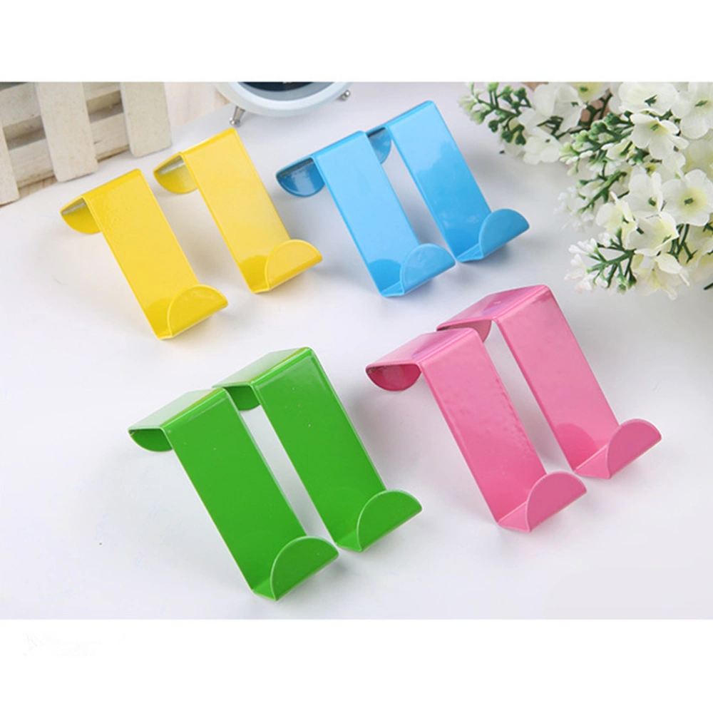 8 Pcs Stainless Steel Door Back Style Coat Hooks Multi-function Door Back Hooks Family Clothing Key Hanger (Yellow)